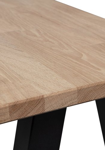 WOOOD Tablo spisebenk, rektangulr - naturlig eik og metall Utrecht-ben (160x35)