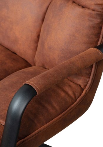 WOOOD Jouke svingstol, med armlener - cognac PU og sort metall
