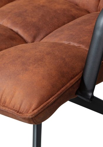 WOOOD Jouke svingstol, med armlener - cognac PU og sort metall