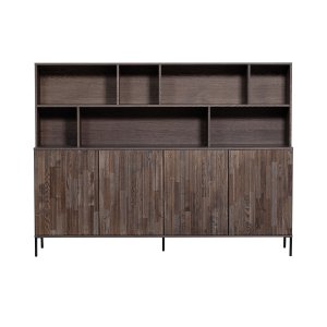 WOOOD EXCLUSIVE Nytt Gravure-skp, w. 4 tryck för att öppna dörrar och hyllor - espresso askfaner/svart metall