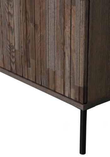 WOOOD EKSKLUSIV Nytt gravure skap, m. 4 trykk for  pne drer og hyller - espresso askefiner/svart metall