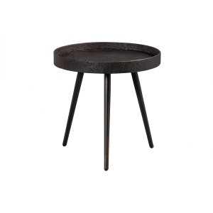 WOOOD Bounds sidobord M, runt - antik guldplywood och metall (41)