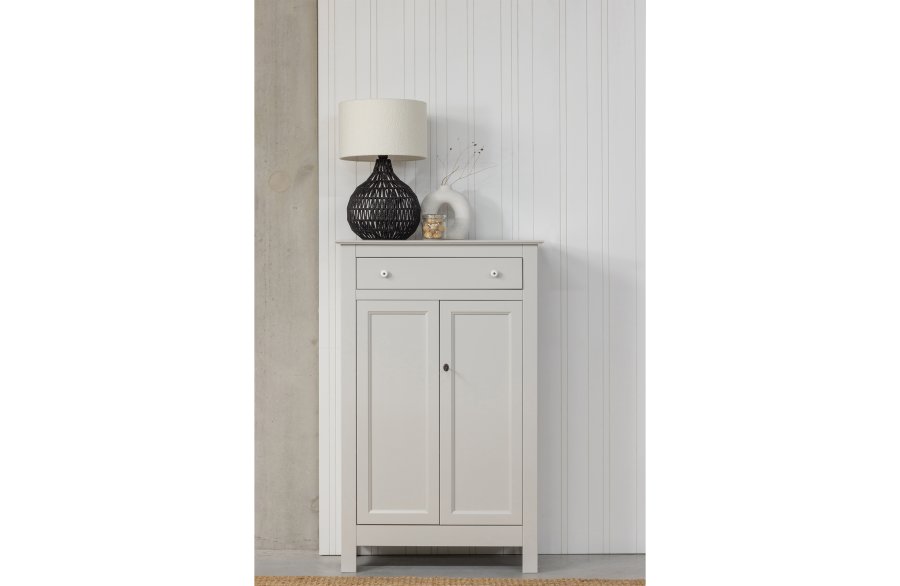 WOOOD Eva skp, m. 2 luckor, 1 lda och 2 hyllplan - dimmig gr furu