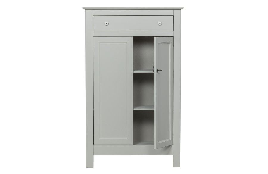 WOOOD Eva skp, m. 2 luckor, 1 lda och 2 hyllplan - dimmig gr furu