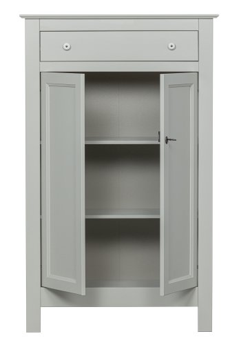 WOOOD Eva skp, m. 2 luckor, 1 lda och 2 hyllplan - dimmig gr furu