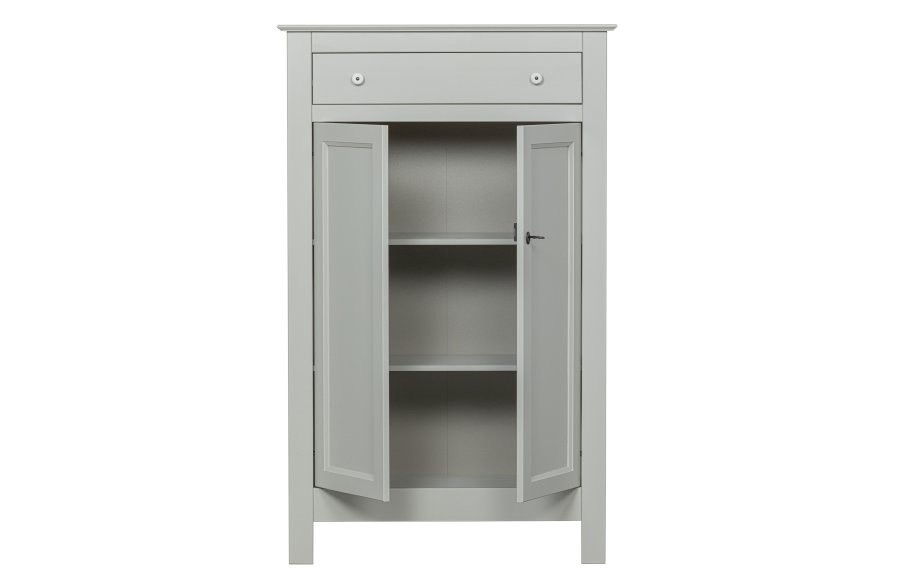 WOOOD Eva skp, m. 2 luckor, 1 lda och 2 hyllplan - dimmig gr furu