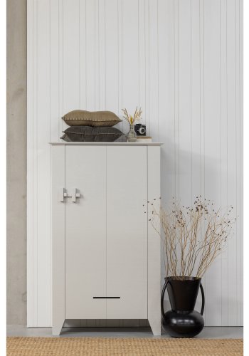 WOOOD Gus grdsdrift, m. 1 dr og 3 hyller - tkete lys gr furu