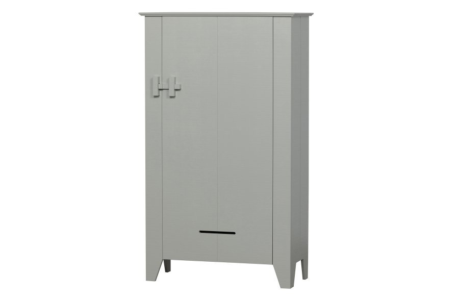 WOOOD Gus grdsdrift, m. 1 dr og 3 hyller - tkete lys gr furu