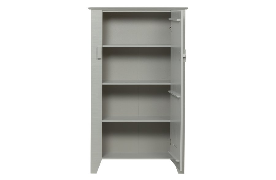 WOOOD Gus grdsdrift, m. 1 dr og 3 hyller - tkete lys gr furu