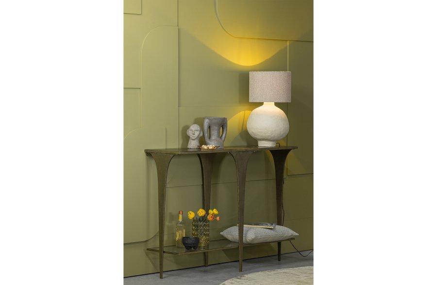 Tischlampe der WOOOD Collection, handgeformt – natürliches Pappmaché (H:53)