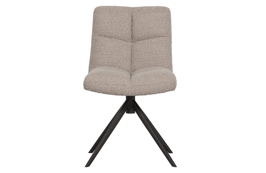 WOOOD EKSKLUSIV Vinny spisebordsstol, svingbar - ekte bouclé polyester og sort metall