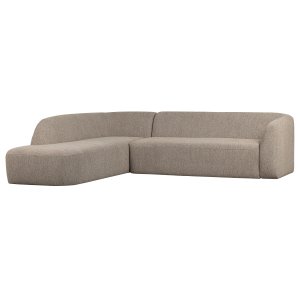 WOOOD Sluttande hörnsoffa, vänster - naturmelerad chenillepolyester
