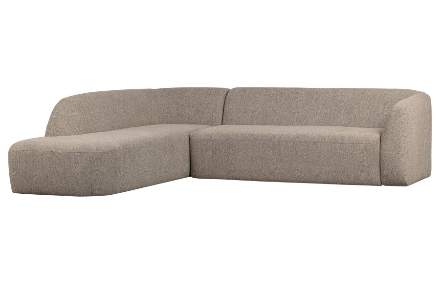 WOOOD Skr hjrnesofa, venstre - naturmelert chenille polyester