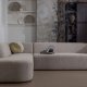 WOOOD Skr hjrnesofa, venstre - naturmelert chenille polyester