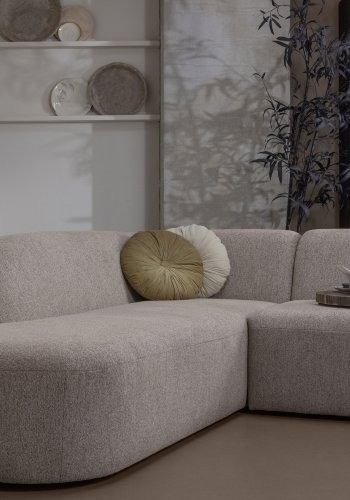 WOOOD Skr hjrnesofa, venstre - naturmelert chenille polyester