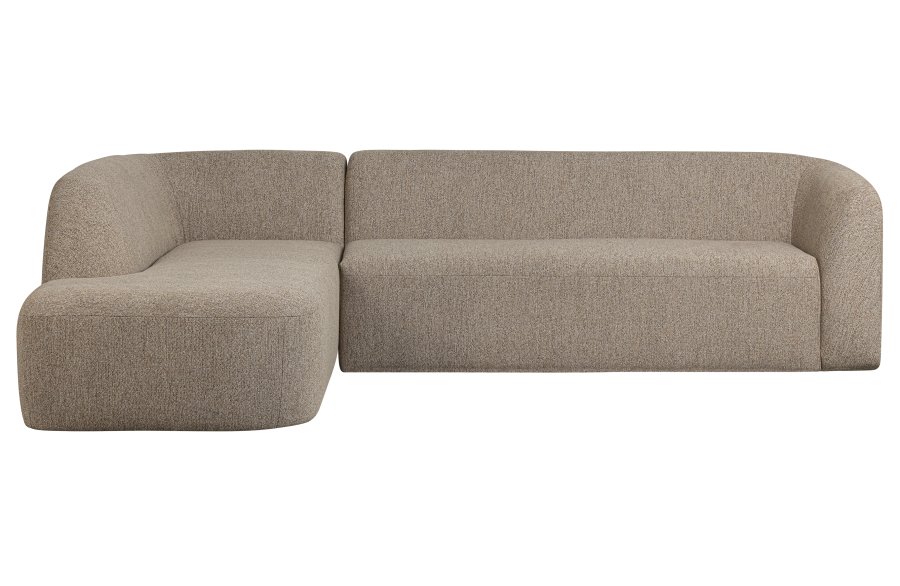 WOOOD Skr hjrnesofa, venstre - naturmelert chenille polyester