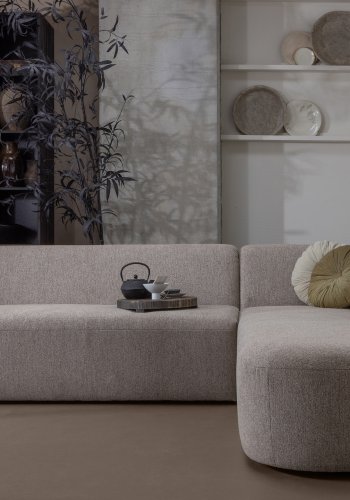 WOOOD Skr hjrnesofa, hyre - naturmelert chenille polyester
