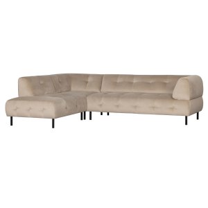 WOOOD EXCLUSIVE Lloyd hjrnesofa, venstre - havsalt vasket fljl og sort metal