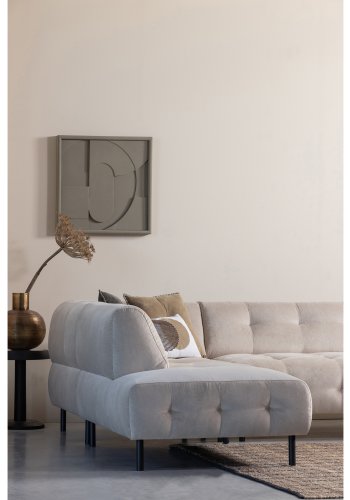 WOOOD EKSKLUSIV Lloyd hjrnesofa, venstre - havsalt vasket flyel og svart metall