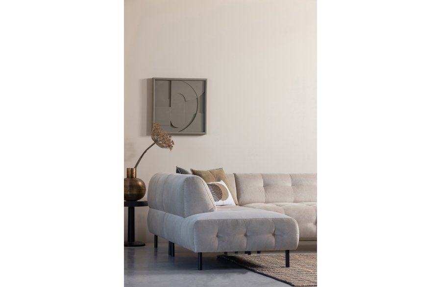 WOOOD EKSKLUSIV Lloyd hjrnesofa, venstre - havsalt vasket flyel og svart metall