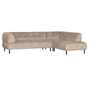 WOOOD EXCLUSIVE Lloyd hjrnesofa, hjre - havsalt vasket fljl og sort metal