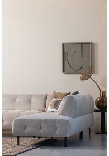 WOOOD EKSKLUSIV Lloyd hjrnesofa, hyre - havsalt vasket flyel og svart metall