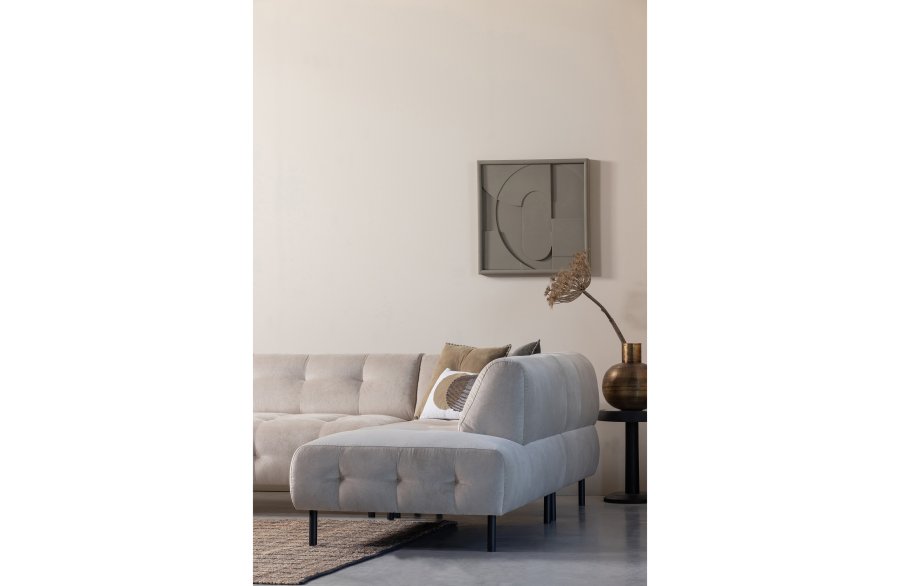 WOOOD EKSKLUSIV Lloyd hjrnesofa, hyre - havsalt vasket flyel og svart metall
