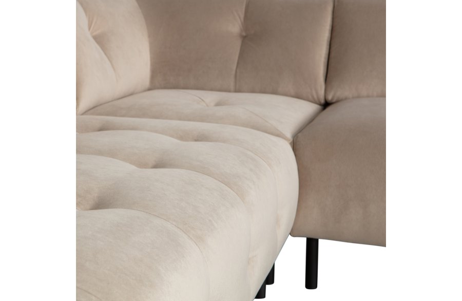 WOOOD EKSKLUSIV Lloyd hjrnesofa, hyre - havsalt vasket flyel og svart metall