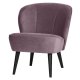 WOOOD Sara lenestol - varm lilla polyester flyel og tre