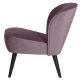 WOOOD Sara lenestol - varm lilla polyester flyel og tre