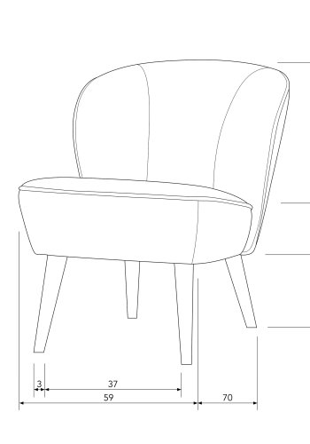 WOOOD Sara lenestol - varm lilla polyester flyel og tre