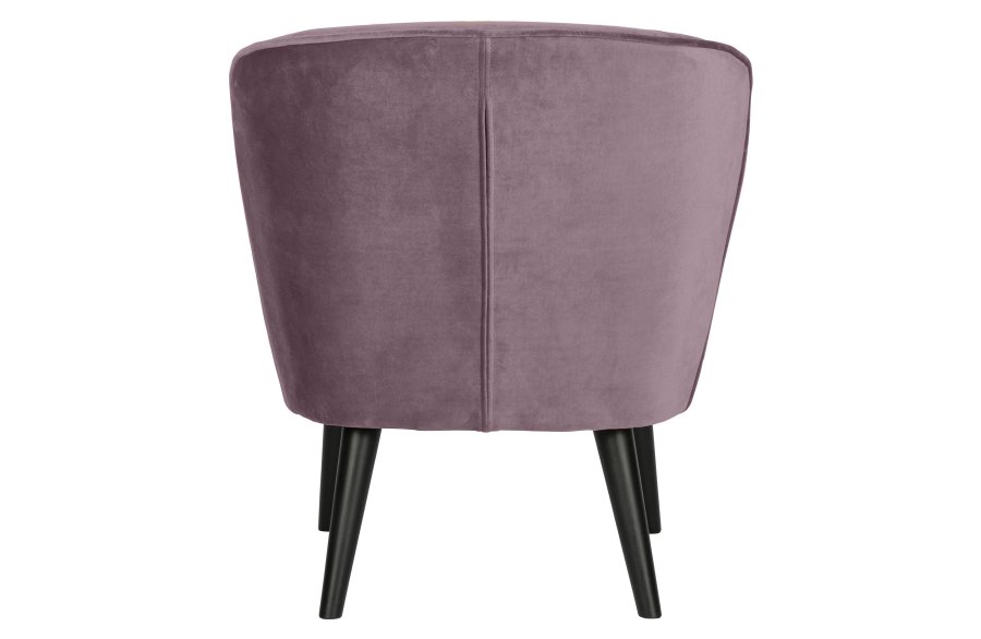 WOOOD Sara lenestol - varm lilla polyester flyel og tre