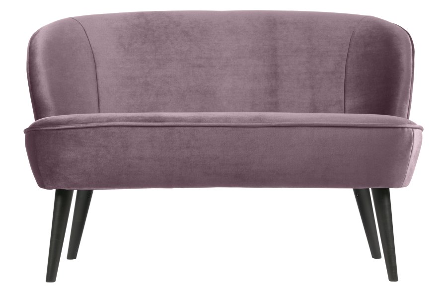 WOOOD Sara liten sofa - varm lilla polyesterflyel og tre