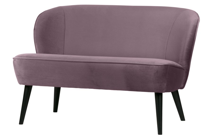 WOOOD Sara liten sofa - varm lilla polyesterflyel og tre
