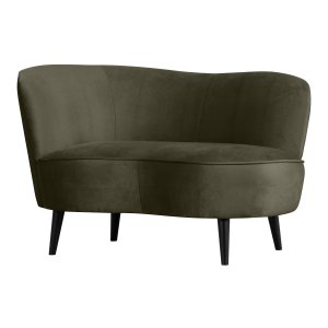 WOOOD Sara loungeftölj, vänster - varmgrön polyestersammet och trä