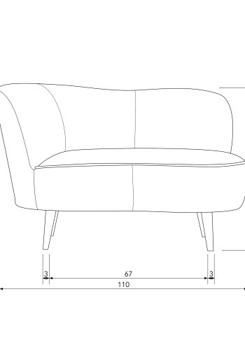 WOOOD Sara lounge lenestol, venstre - oker polyester flyel og tre