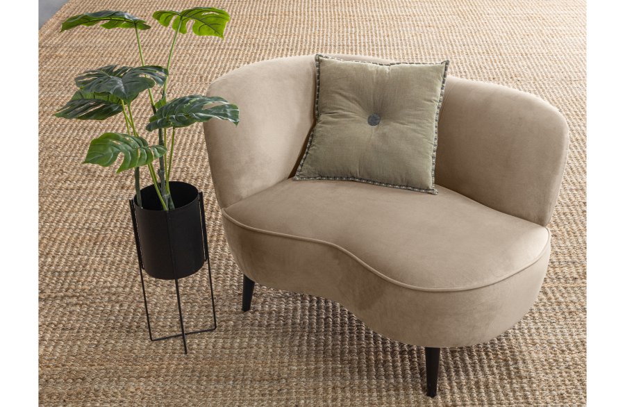 WOOOD Sara lounge lenestol, venstre - khaki polyester flyel og tre