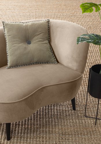 WOOOD Sara lounge lenestol, hyre - khaki polyester flyel og tre