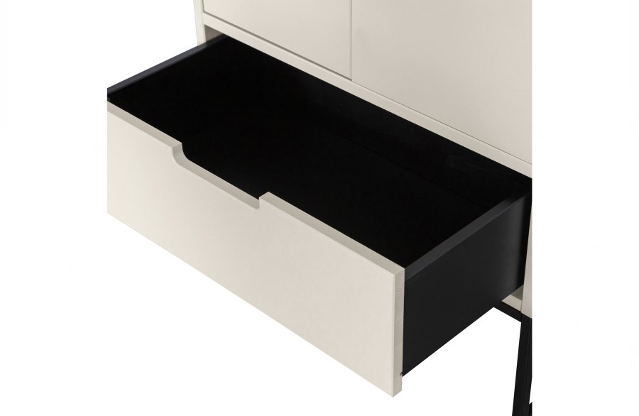 WOOOD Silas garderobeskap, 2 drer, 3 hyller, 1 skuff - stv (gr/sand) brstet furu og metall