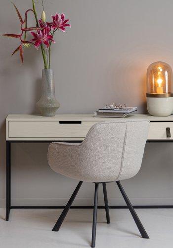 TRE Silas sidebord, m. 2 skuffer - stv (gr/sand) brstet furu og svart metall (140x40)