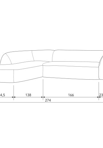 WOOOD Skr hjrnesofa, venstre - perlekrem melange chenillestoff