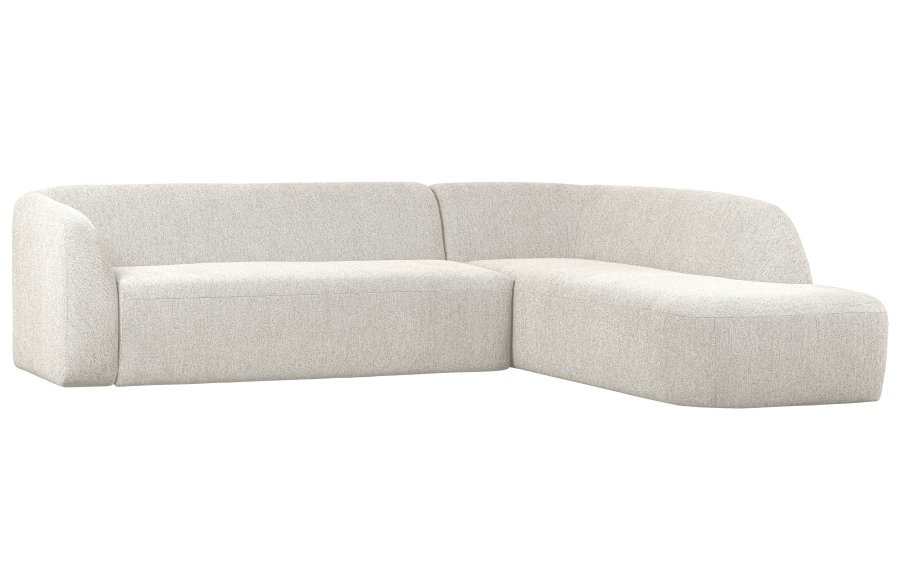 WOOOD Skr hjrnesofa, hyre - perlekrem melange chenille polyester
