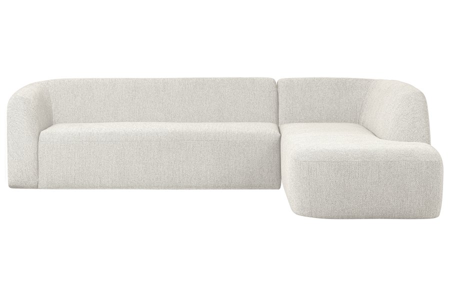 WOOOD Skr hjrnesofa, hyre - perlekrem melange chenille polyester