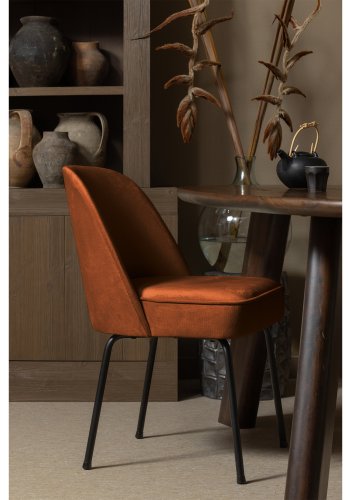 WOOOD Vogue spisebordstol - rust flyels polyester og sort metall