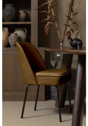 WOOOD Vogue spisebordstol - honninggul flyelspolyester og sort metall