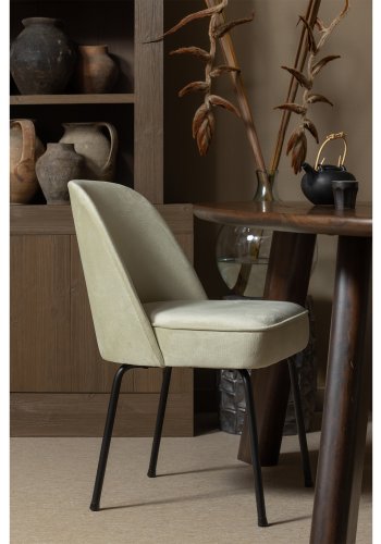 WOOOD Vogue spisebordstol - pistasj flyel polyester og svart metall