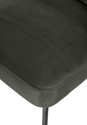 WOOOD Vogue spisebordstol - mrkegrnn flyelspolyester og sort metall