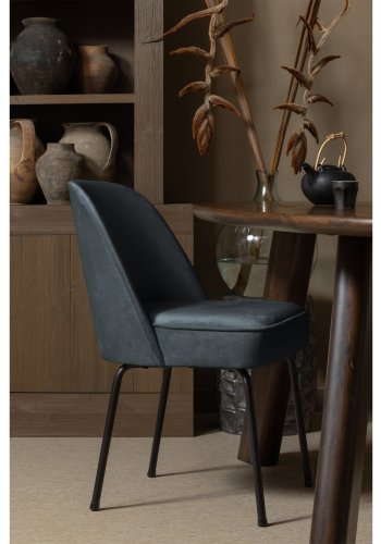 WOOOD Vogue spisestuestol - blgrnn flyel polyester og svart metall