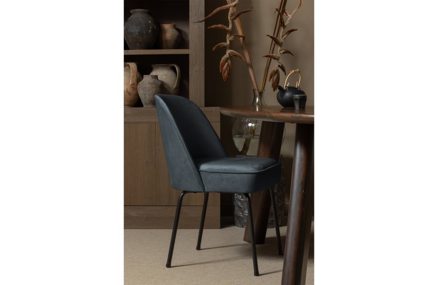 WOOOD Vogue spisestuestol - blgrnn flyel polyester og svart metall