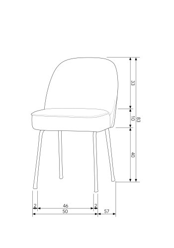 WOOOD Vogue spisestuestol - blgrnn flyel polyester og svart metall